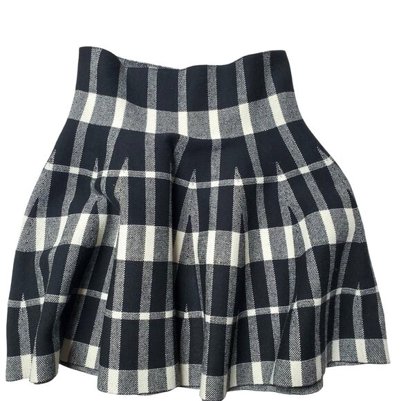 Girls Black & White Plaid Circle Skirt By Mono B Size S/M - Picture 2 of 9